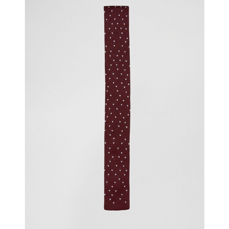 ASOS - Cravate en maille mouchetée - Bordeaux - Rouge
