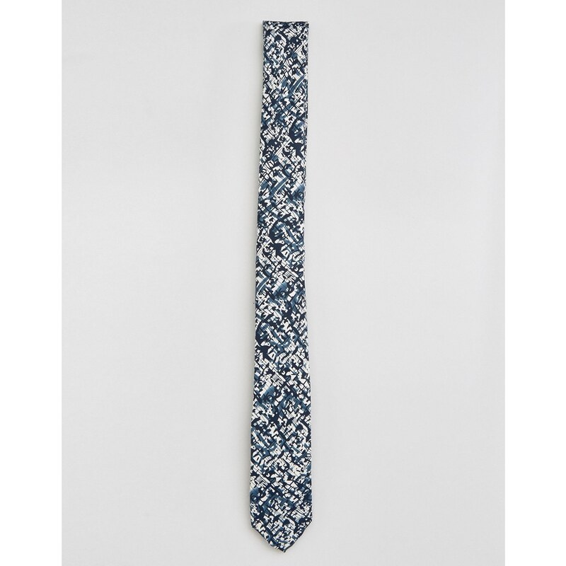 ASOS - Cravate fine à imprimé croquis - Bleu marine - Bleu marine
