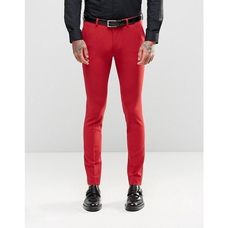 ASOS - Pantalon de costume super skinny - Rouge - Rouge