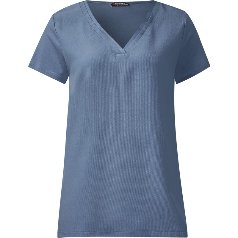 Street One - T-shirt col V Fedora - endless blue