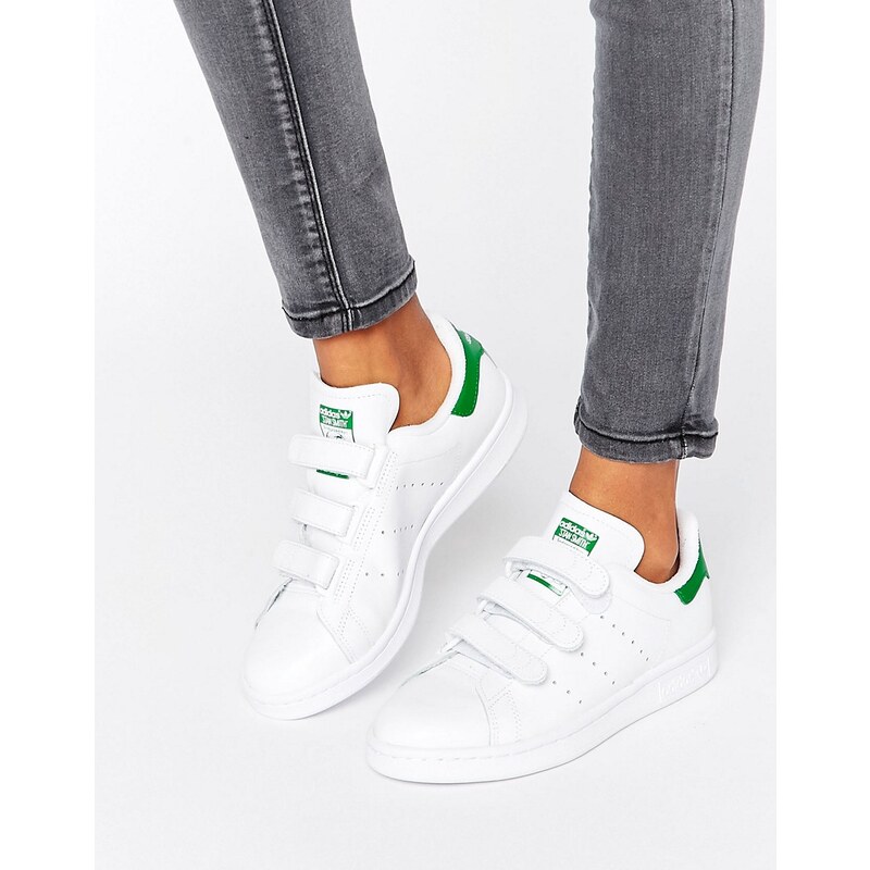 adidas Originals - Stan Smith - Baskets avec velcro - Blanc et vert - Blanc