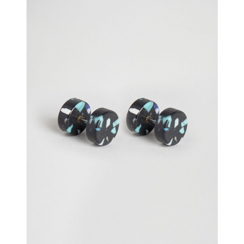 ASOS - Élargisseurs d'oreilles avec pierre aspect semi-précieux - Noir - Noir