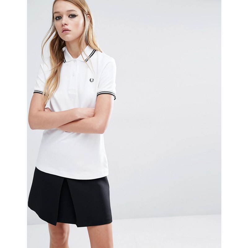Fred Perry - Polo avec bordures à double rayure - Blanc