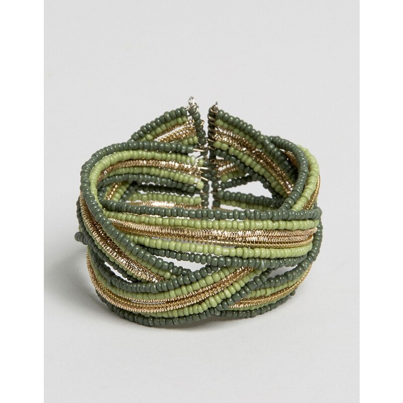 Oasis - Bracelet manchette enveloppant croisé en perles - Doré