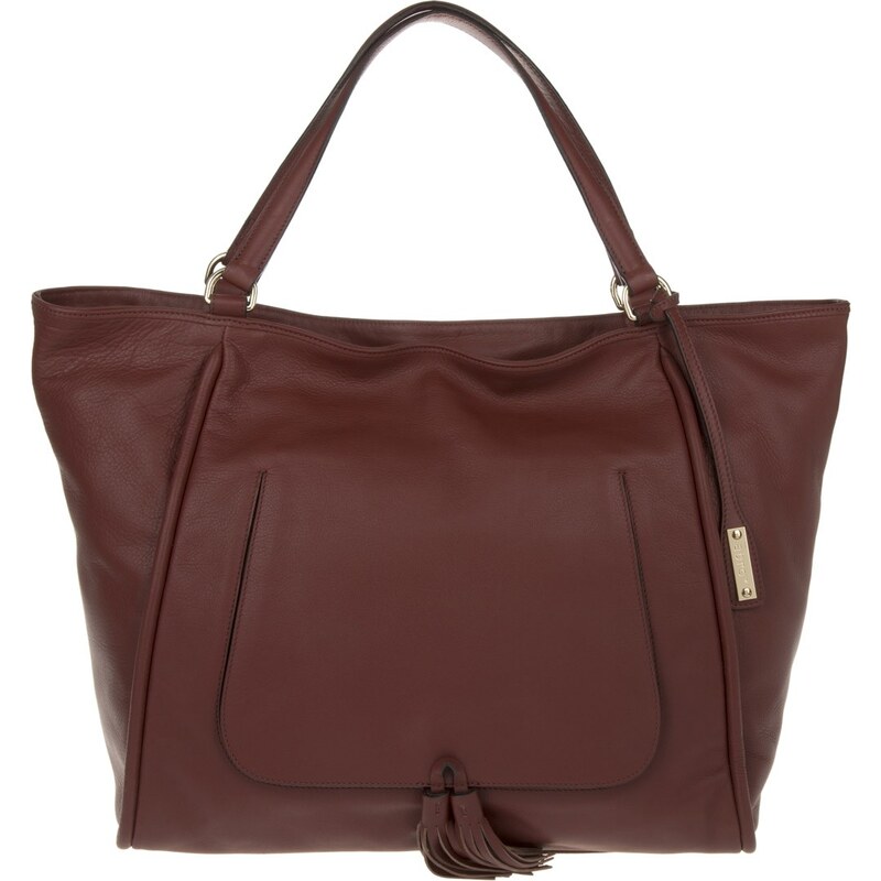 Abro Sacs à Bandoulière, Velvet Leather Shopping Bag Oxblood en rouge