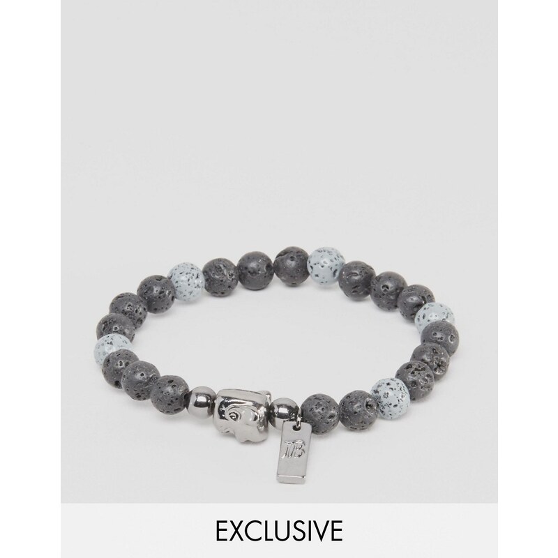 Icon Brand - Bracelet de perles avec breloques - Exclusivité ASOS - Gris