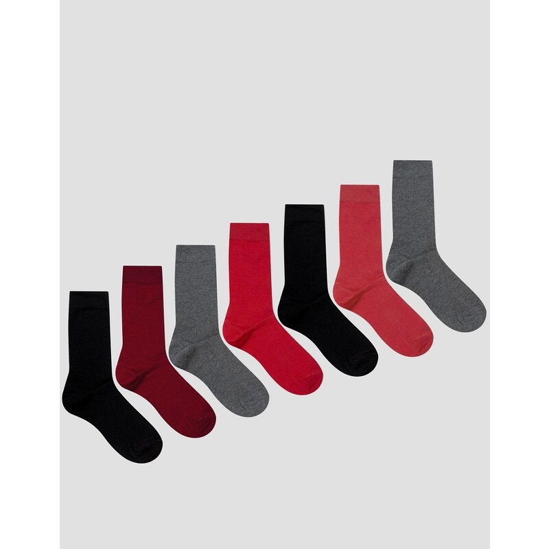 ASOS - Lot de 7 paires de chaussettes - Prune - Multi