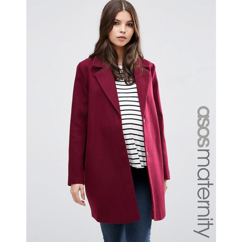 ASOS Maternity - Ultimate - Manteau coupe cocon - Rouge