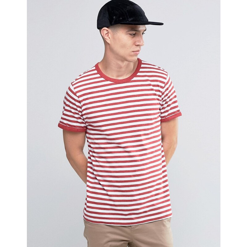 Selected - T-shirt rayé - Rouge