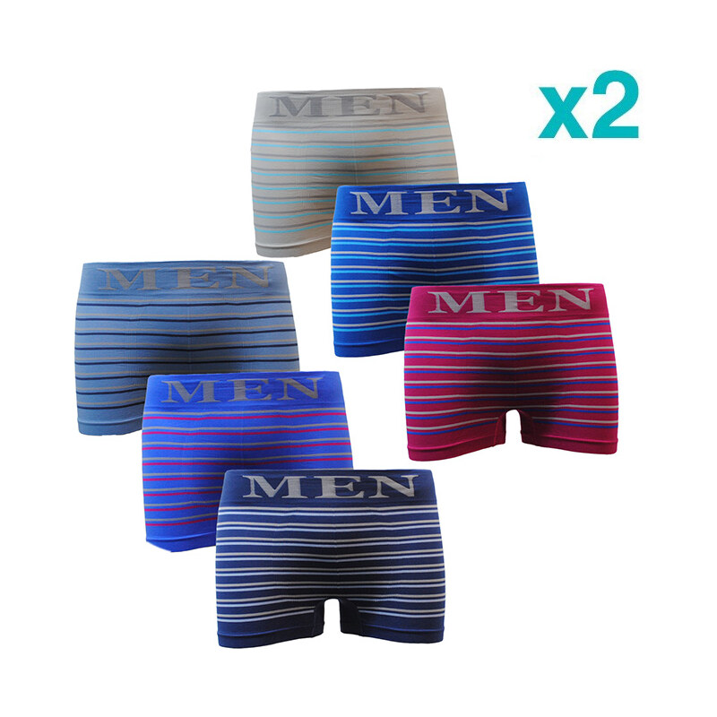 Lesara Lot de 12 boxers avec rayures colorées