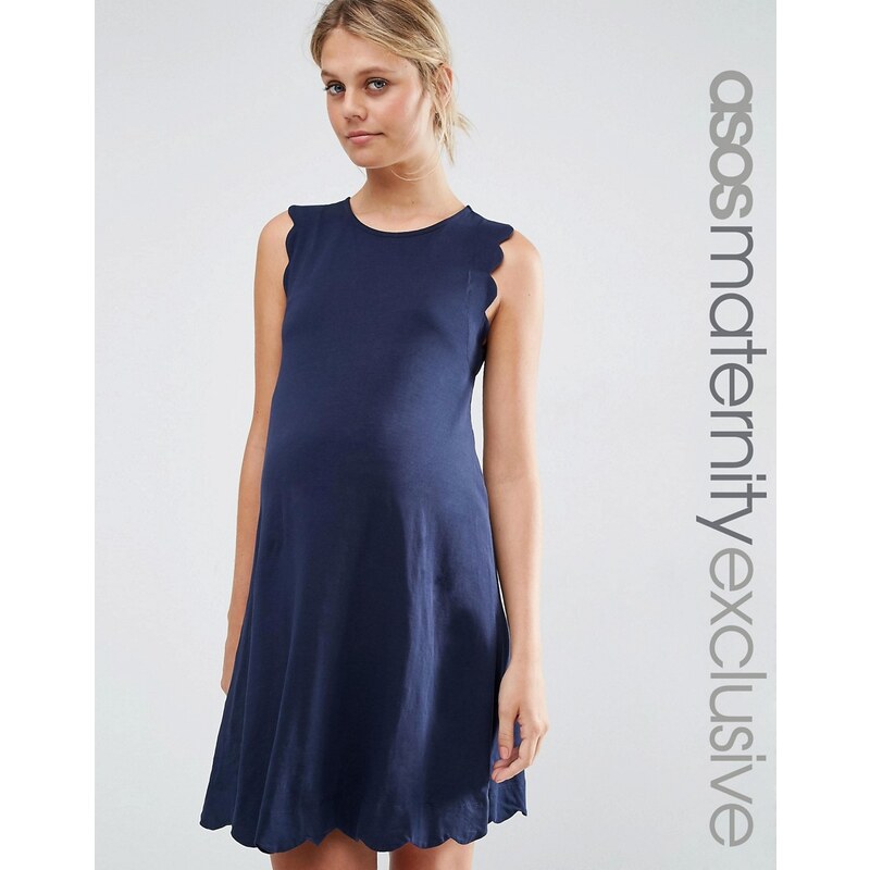 ASOS Maternity - Robe droite festonnée - Bleu marine