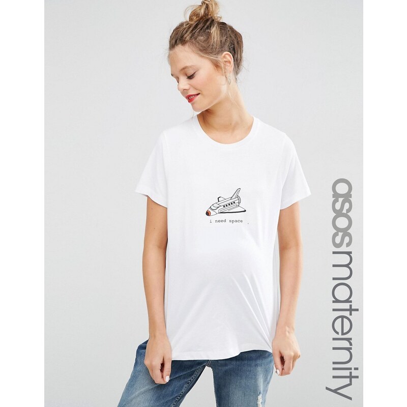 ASOS Maternity - I need Space - T-shirt imprimé - Blanc