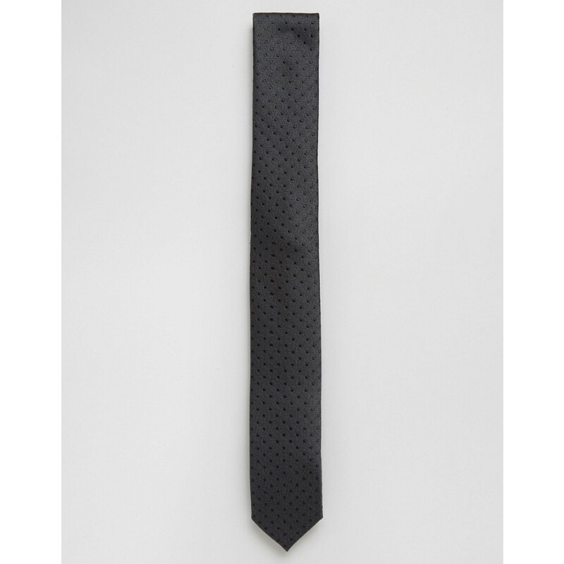 ASOS - Cravate fine à pois - Noir - Noir