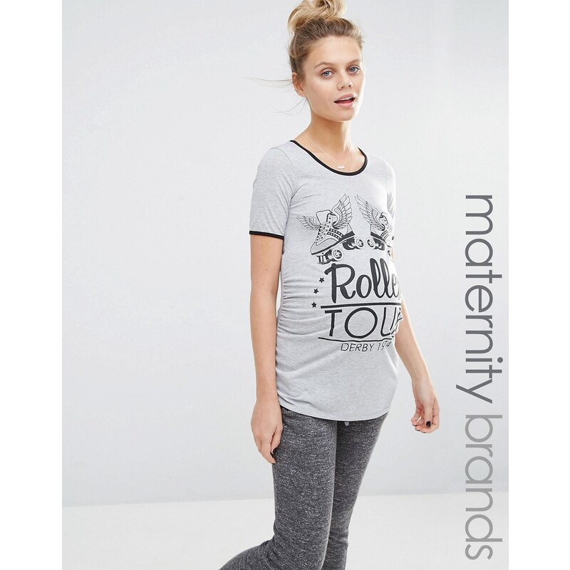 Bluebelle Maternity - Roller Tour - T-shirt rétro - Gris