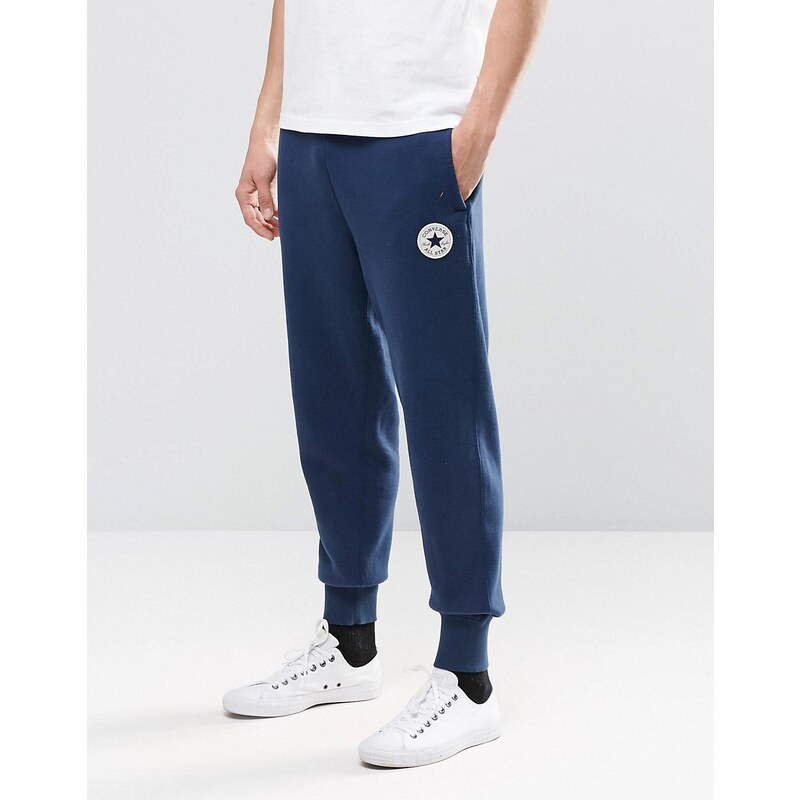 Converse - 10002135-A03 - Pantalon de jogging à bords-côtes et écusson - Bleu - Bleu