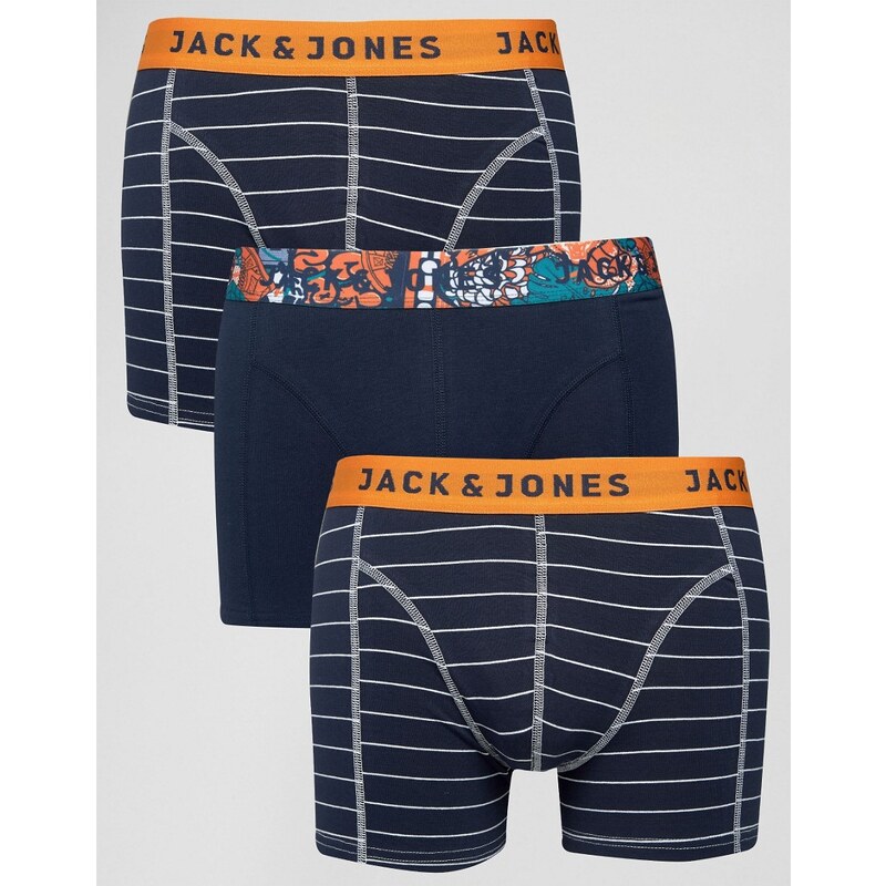 Jack & Jones - Lot de 3 boxers à rayures - Bleu marine