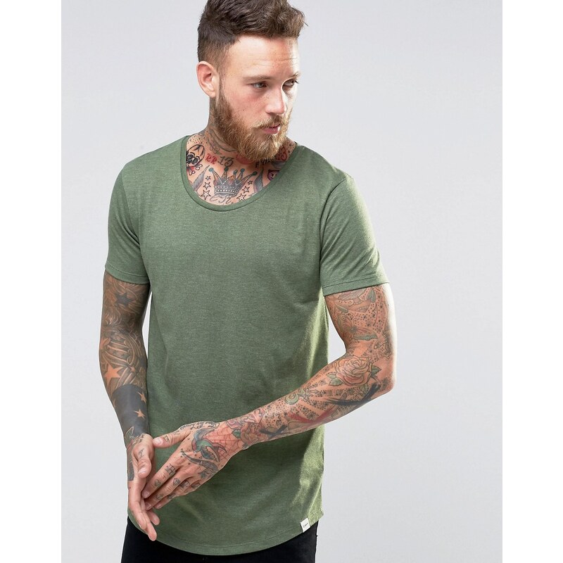 Lee - Hillside - T-shirt avec ourlet formé Vert chiné - Vert