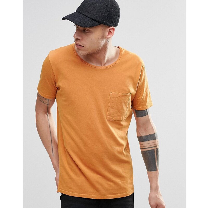 Nudie Jeans Nudie - T-shirt worker avec poche - Orange - Orange