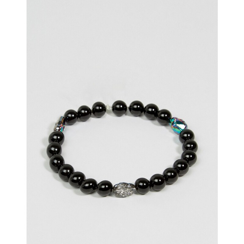 Simon Carter - Bracelet avec perles en onyx et cristaux Swarovski exclusivité ASOS - Noir