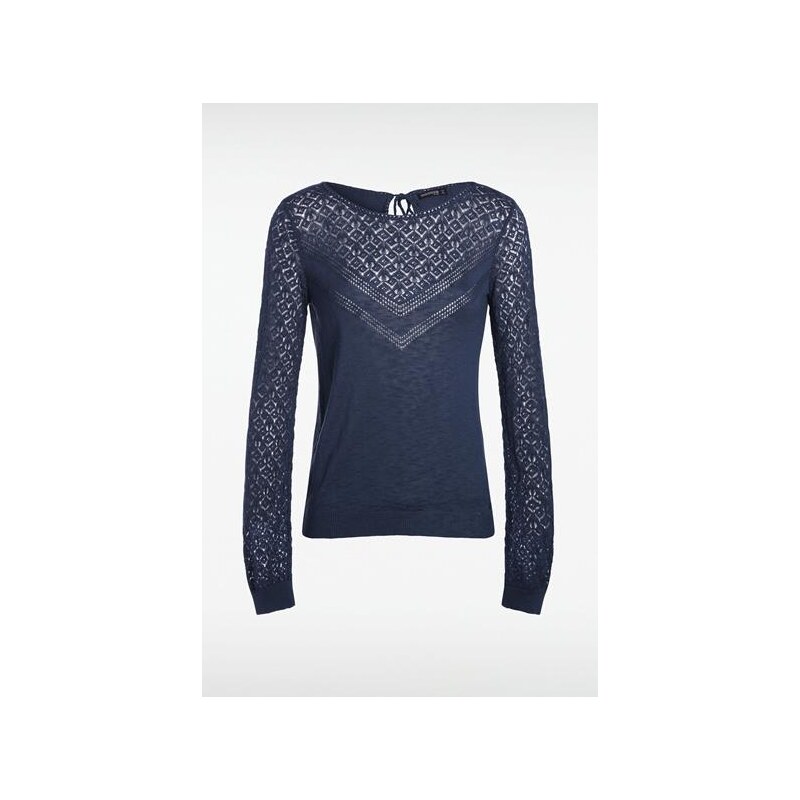 Pull femme tricot motifs losanges Bleu Coton - Femme Taille XL - Bonobo