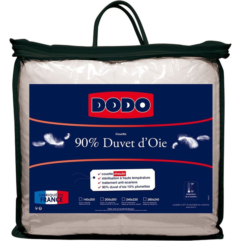 Couette 90% duvet d'oie chaude Dodo