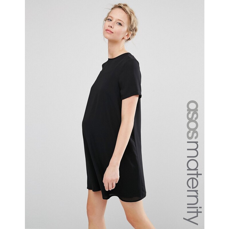 ASOS Maternity - Robe droite avec superposition en mousseline - Noir