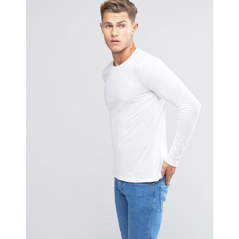 United Colors of Benetton - T-shirt ras du cou à manches longues - Blanc