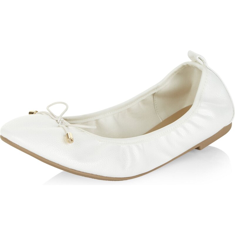 New Look Ballerines Wide Fit blanches élastiques
