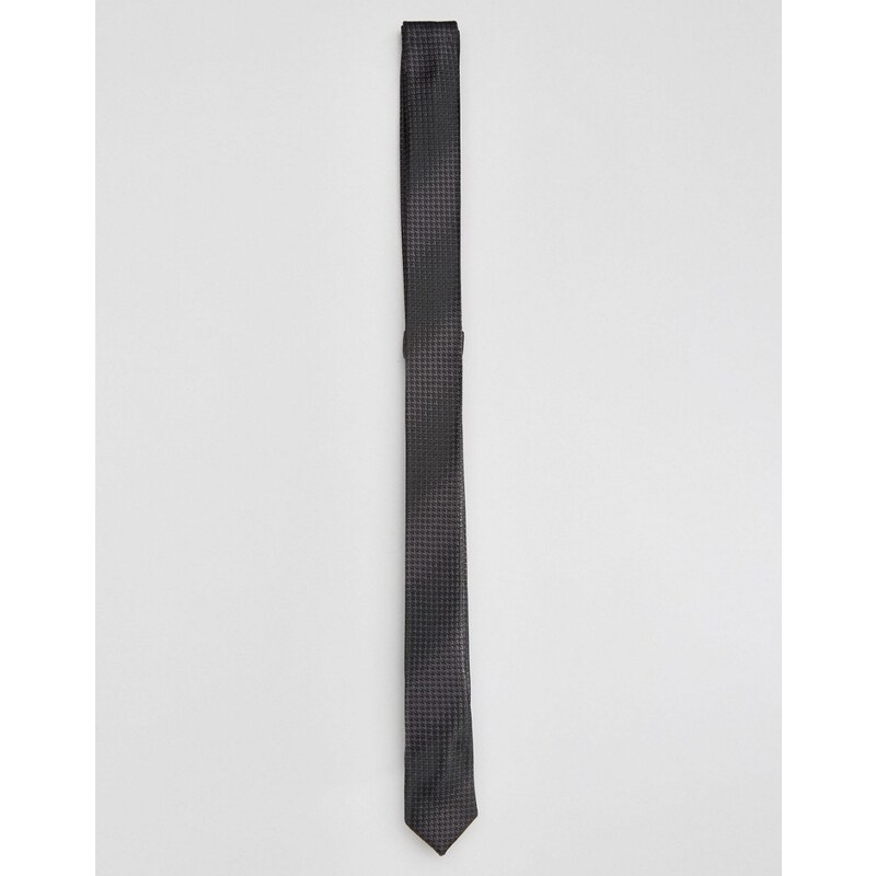 ASOS - Cravate fine à rayures texturées - Noir - Noir