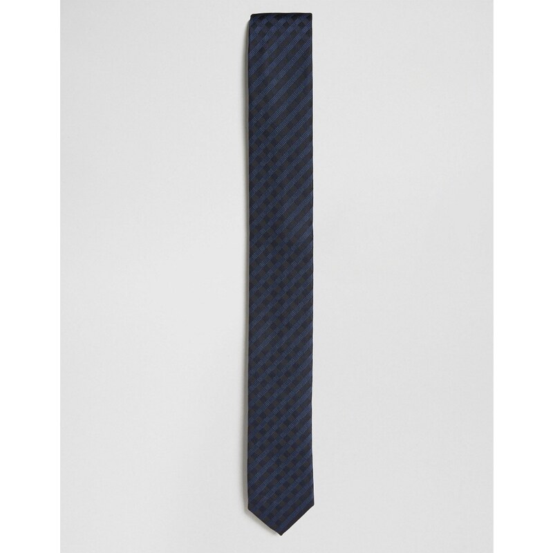 ASOS - Cravate fine à carreaux - Bleu marine - Bleu marine