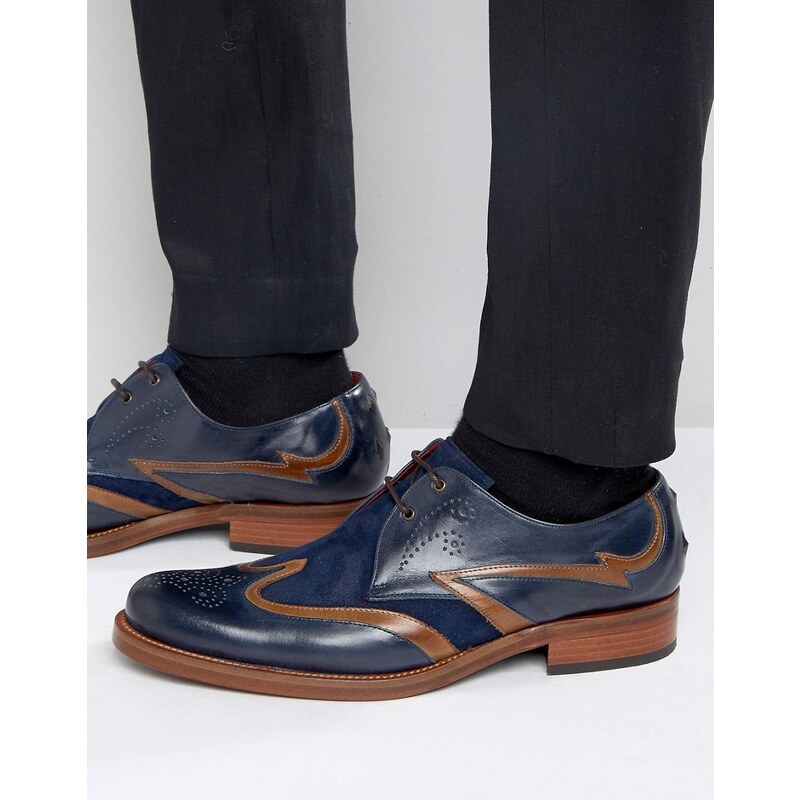 Jeffery West - Corleone - Chaussures richelieu style derby en cuir et daim - Bleu marine