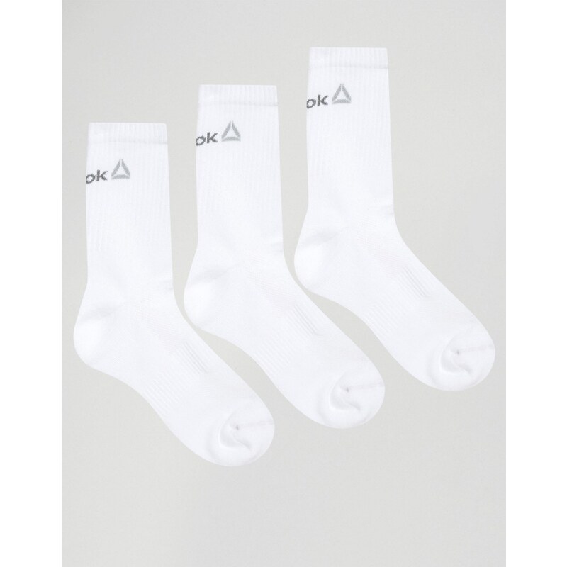 Reebok - Lot de 3 paires de chaussettes avec logo - Blanc