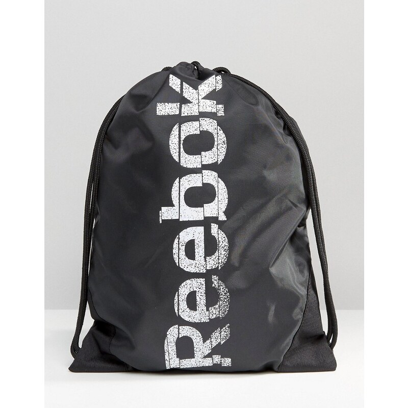 Reebok - Sac à dos avec cordon de serrage et logo délavé - Noir