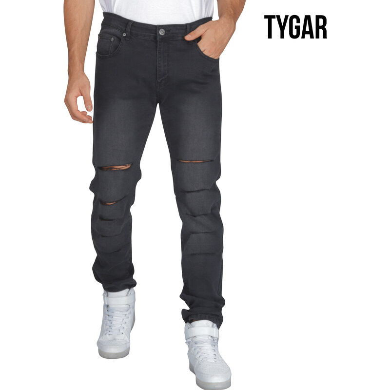 TYGAR Jeans slim avec découpes destroyed