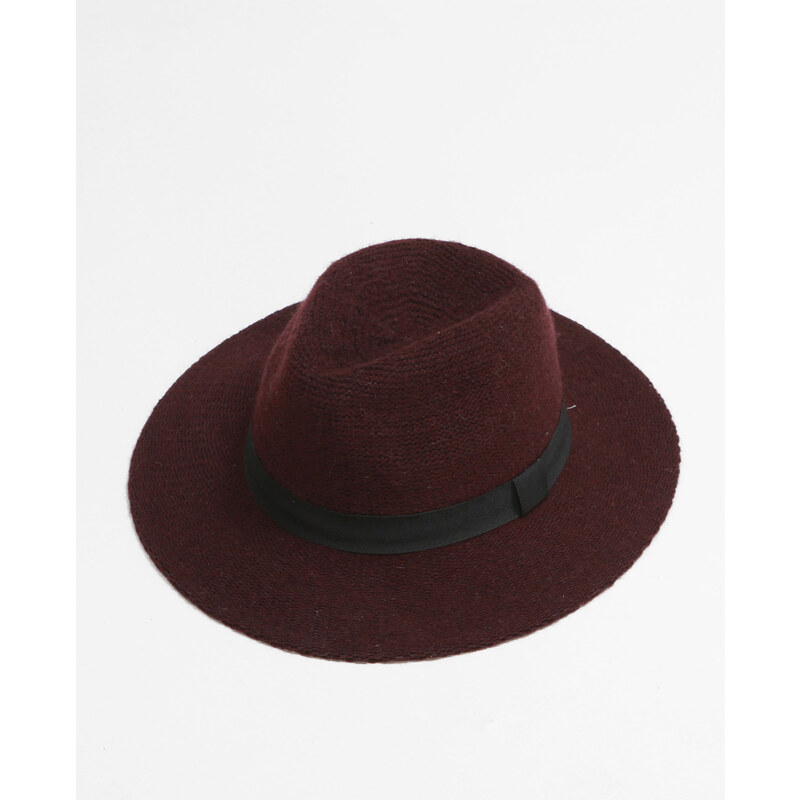 Chapeau fedora tricoté -50% Femme - Couleur grenat - Taille S -PIMKIE- SOLDES HIVER 2017
