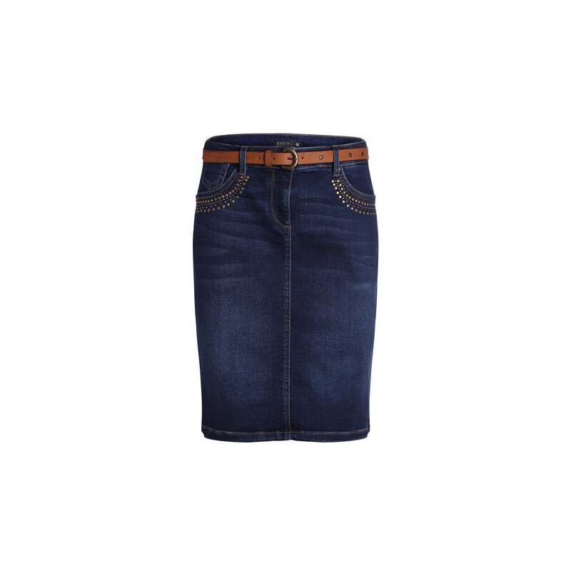 Jupe en jean studs poches ceinture Bleu Synthetique (polyurethane) - Femme Taille 38 - Bréal