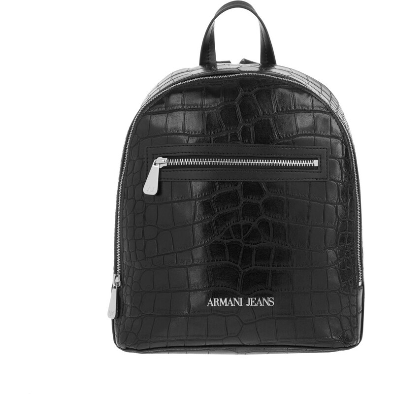 Armani Jeans Sacs à Bandoulière, Embossed Croco Backpack Black en noir