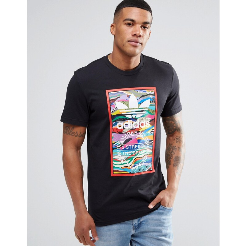 Adidas Originals - T-shirt avec motif coloré AZ1054 - Noir