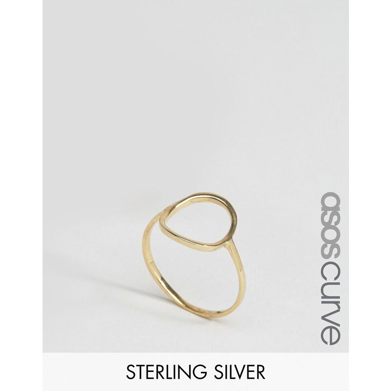 ASOS CURVE - Bague anneau ouvert en argent massif plaqué or - Doré