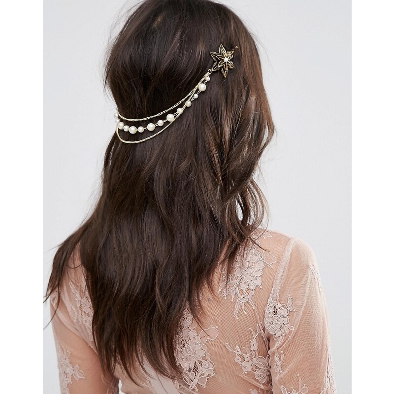 ASOS - Barettes à cheveux vintage à fleurs et fausses perles - Doré