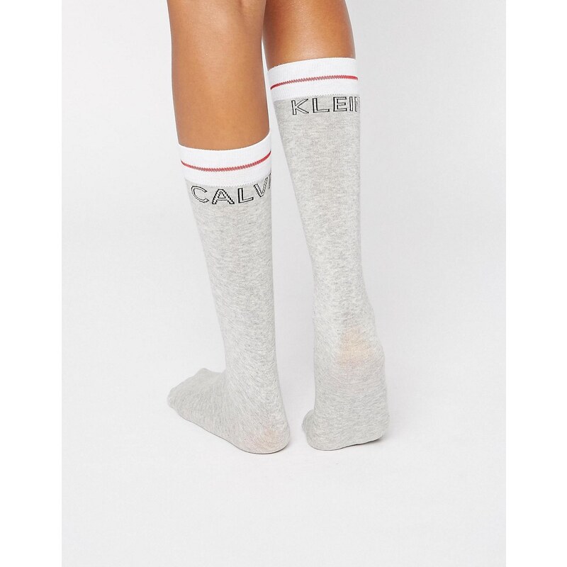 Calvin Klein - Chaussettes montantes avec logo emblématique - Gris