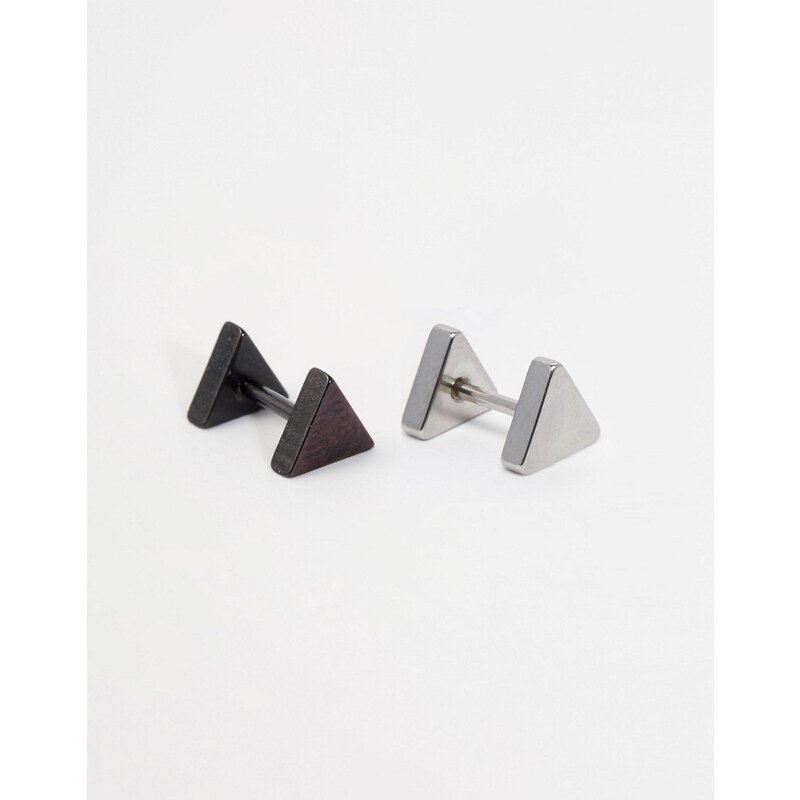 DesignB London DesignB - Lot de 2 boucles d'oreilles triangulaires - Multi