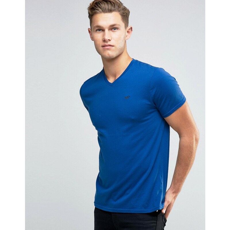 Hollister - T-shirt ajusté à col V - Bleu