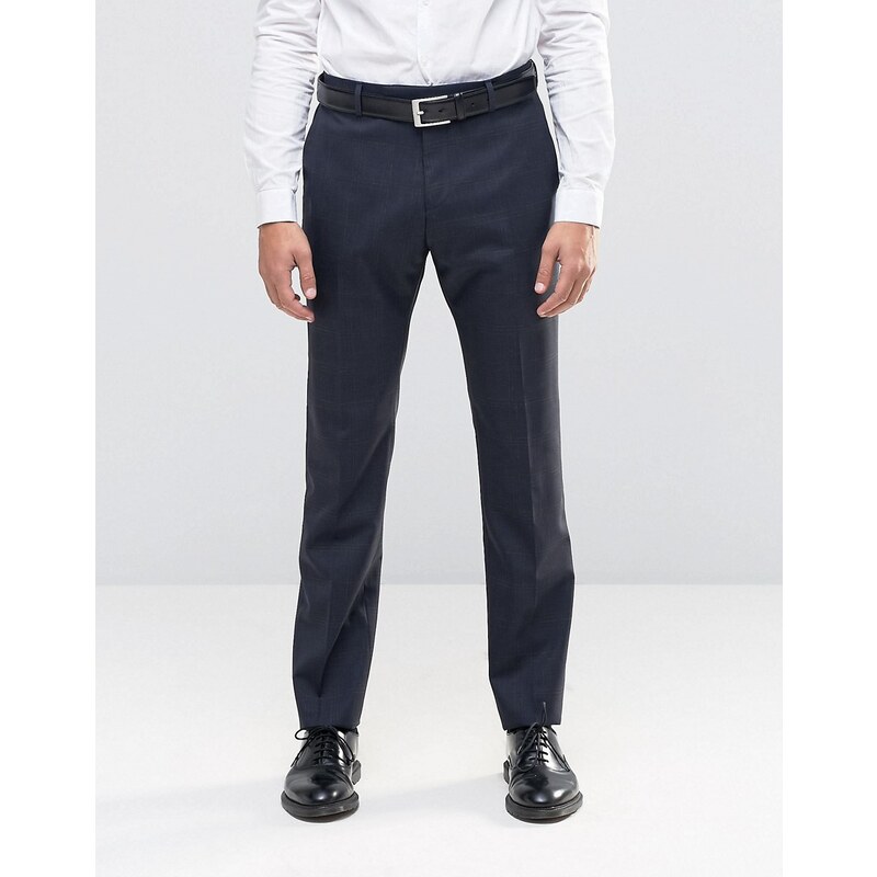 Reiss - Pantalon slim moderne à carreaux ton sur ton - Bleu marine