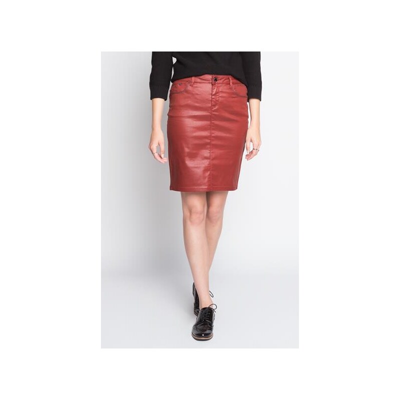 Jupe enduite Rouge Coton - Femme Taille 36 - Cache Cache