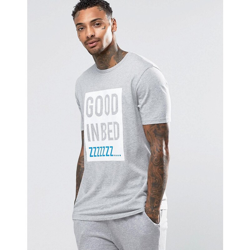 ASOS Loungewear - Good In Bed - T-shirt imprimé - Gris