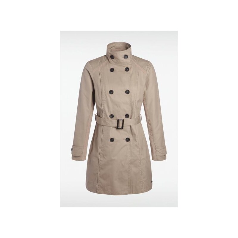 Trench femme uni double boutonnage Beige Polyester - Femme Taille L - Bonobo