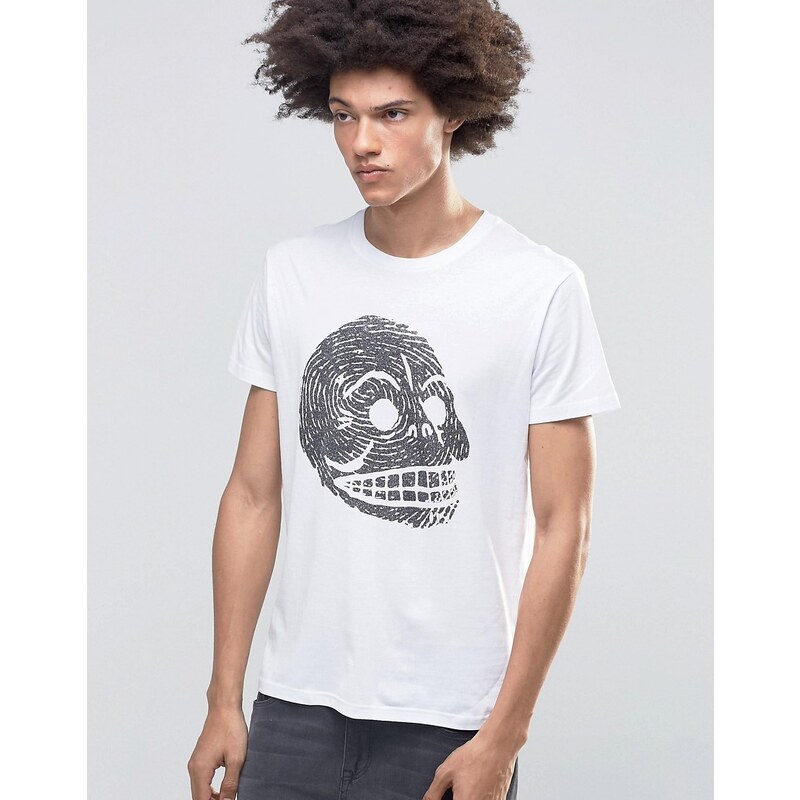 Cheap Monday - T-shirt classique à imprimé tête de mort et doigt - Blanc