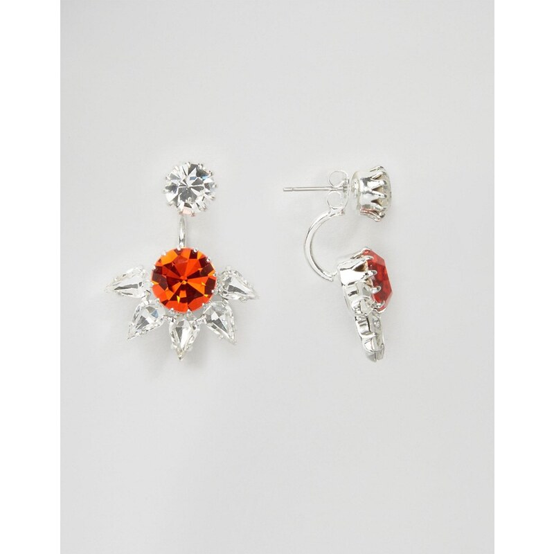 Krystal - Boucles d'oreilles trapèze avec cristaux de Swarovski en pointe - Orange