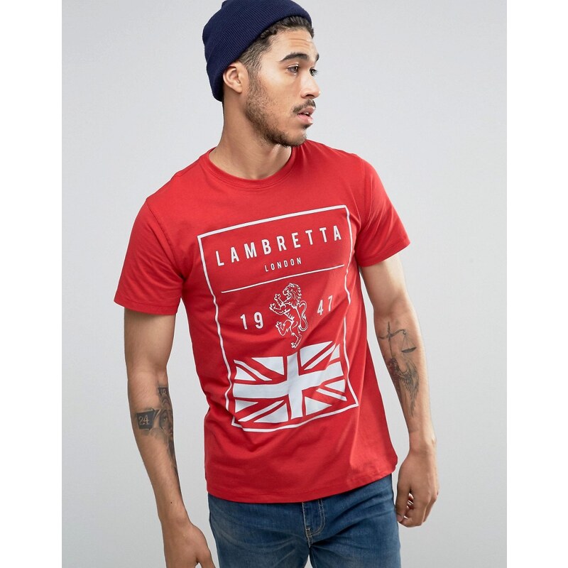 Lambretta - T-shirt motif drapeau britannique - Rouge